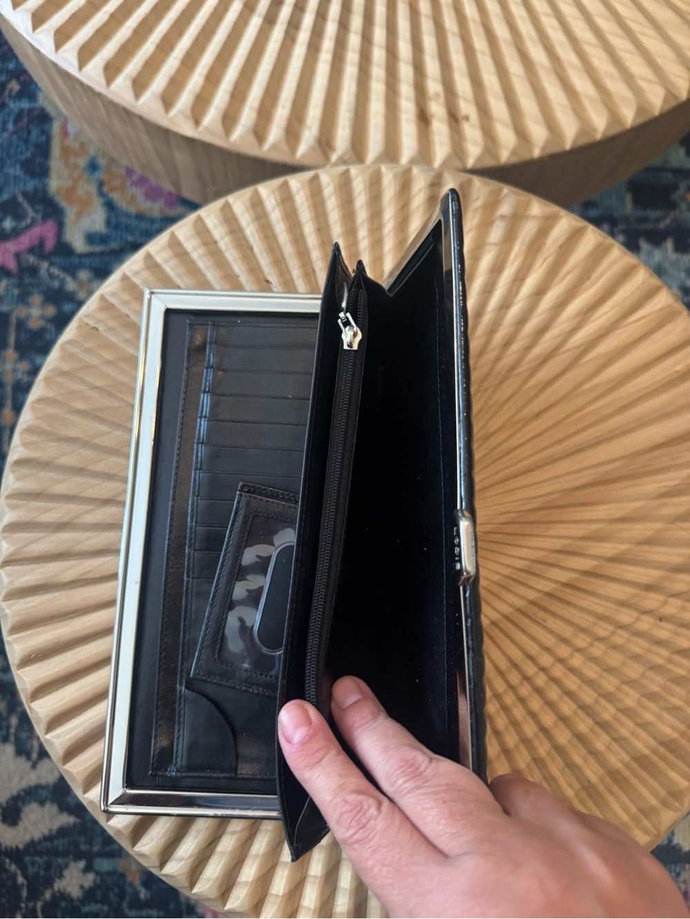 Lodis Black Patent Leather Clutch Wallet - Picture 8 of 8